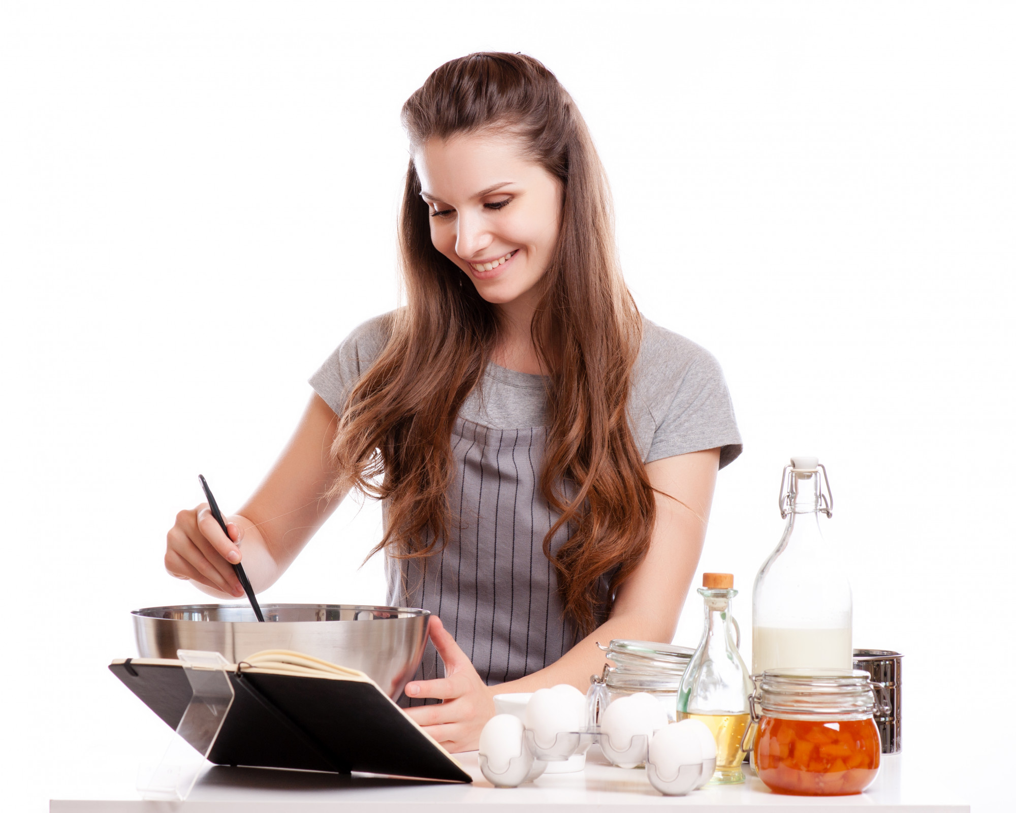 Student cooking in elegant kitchen